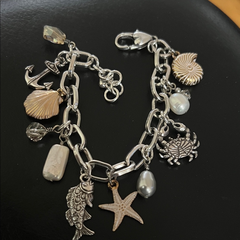 Silver Charm Bracelet with Nautical Accents